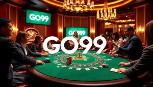 Experience the thrill at GO99 casino with poker chips and a live dealer action.
