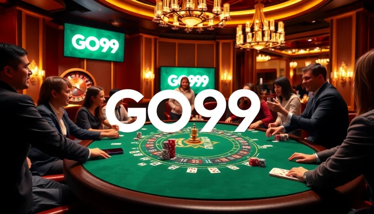 Experience the thrill at GO99 casino with poker chips and a live dealer action.