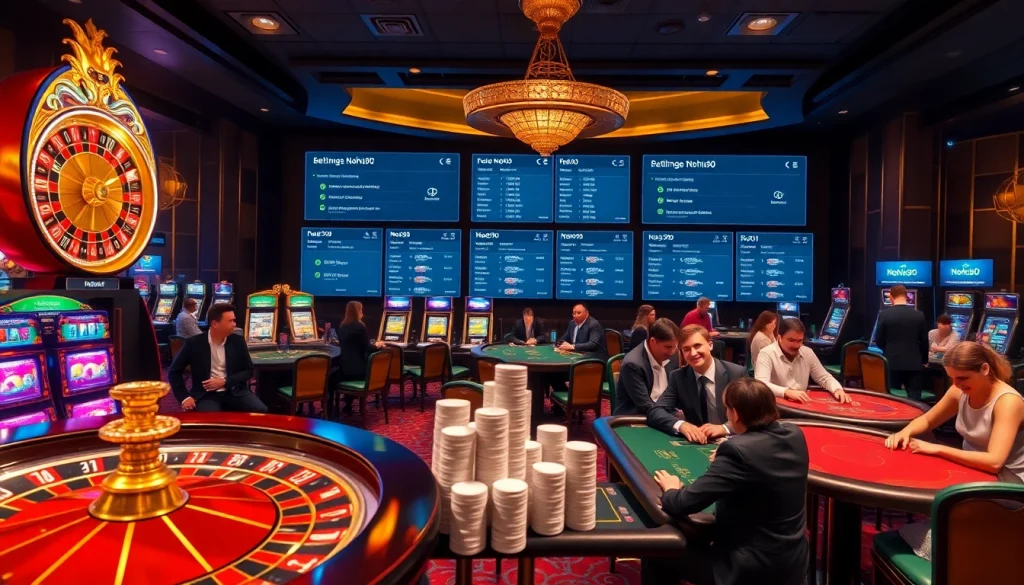 Nohu90 players celebrating wins at a luxurious casino table with vibrant gambling action