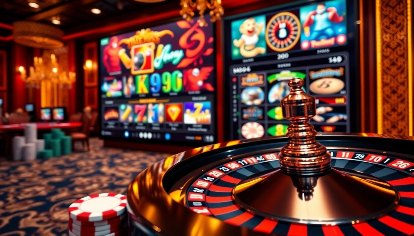 Jeu à enjeux élevés dans un casino en ligne argent réel France avec roulette et jetons de poker.