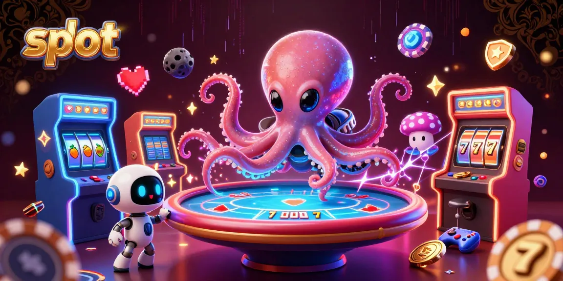 Spin vivid slot reels with alien characters in a colorful casino-themed illustration.
