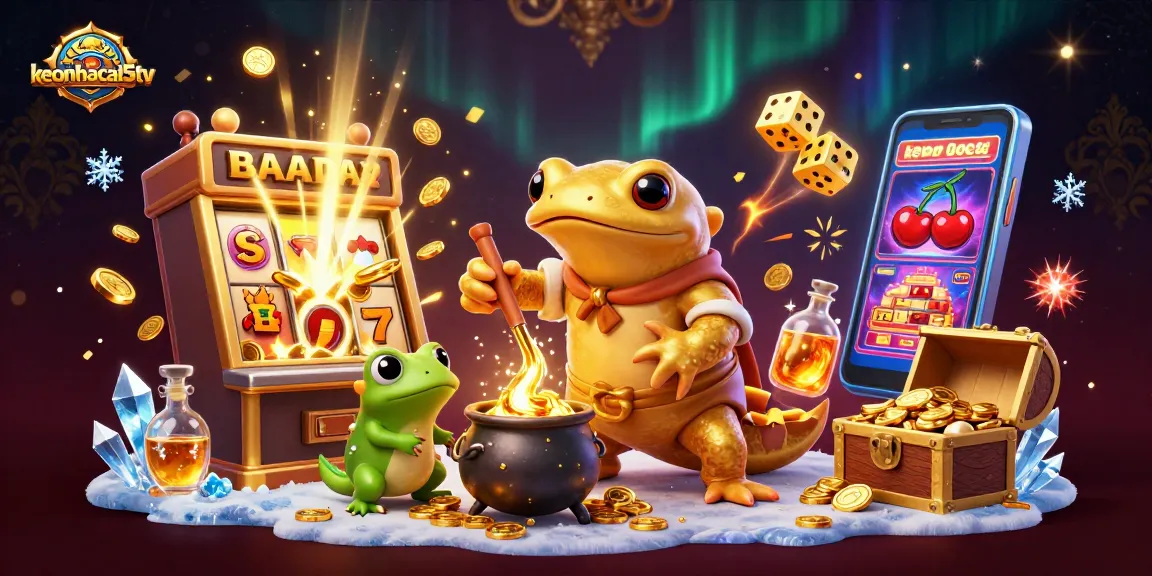Experience the thrill of keonhacai5tv as a golden salamander alchemist creates riches, surrounded by casino elements.