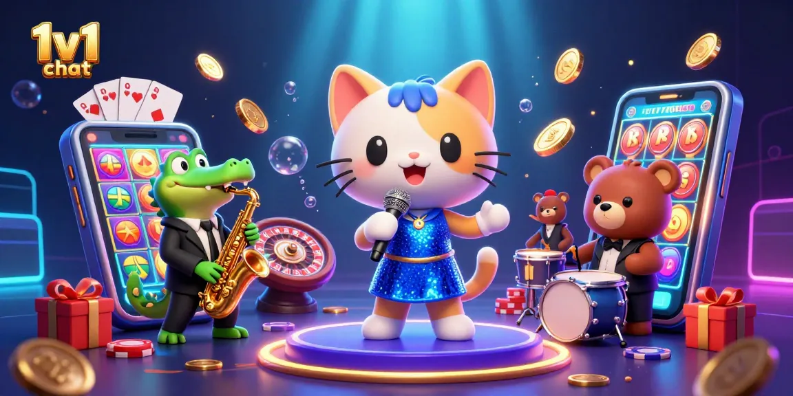 Engage in thrilling 1v1 chat adventures in this vibrant casino-themed scene featuring a jazz-singer cat