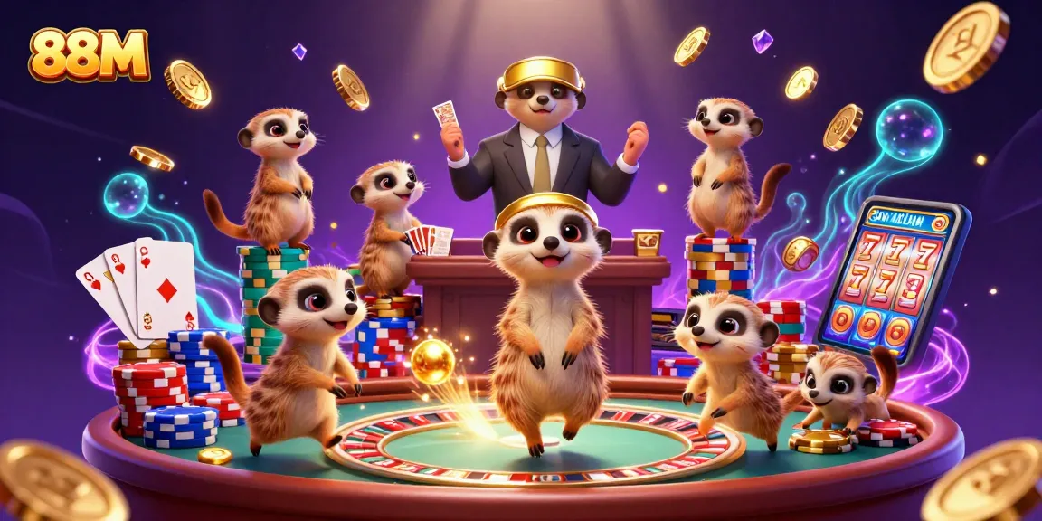 Experience thrilling gameplay in 88M's vibrant online casino with dynamic meerkat characters.
