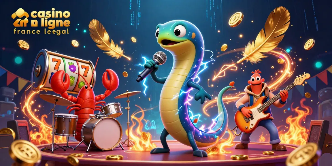 Illustration dynamique dans un casino en ligne légal en France, mettant en avant des jeux et personnages captivants.