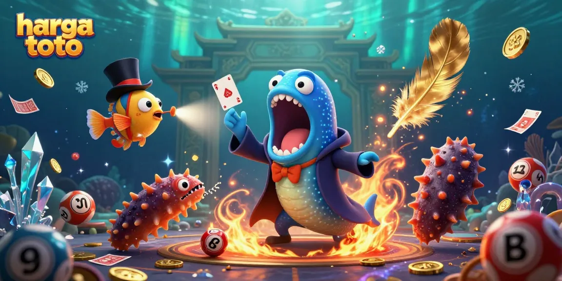 Experience thrilling lottery excitement with harga toto in a vibrant underwater scene of magic.