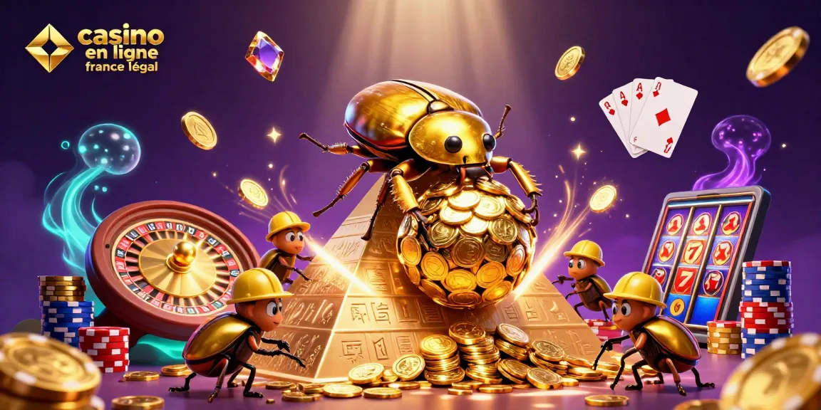 Jouez au casino en ligne légal en France avec une illustration captivante d'une scène de jeu dynamique.