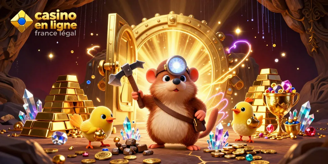 Jouez sur un casino en ligne France légal avec cette illustration captivante d'un rat des sables cherchant des trésors.
