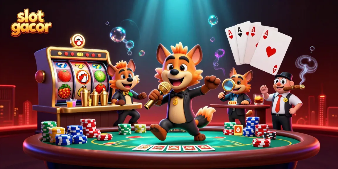 Experience thrilling slot gacor action with lively 3D hyenas in a vibrant casino scene.