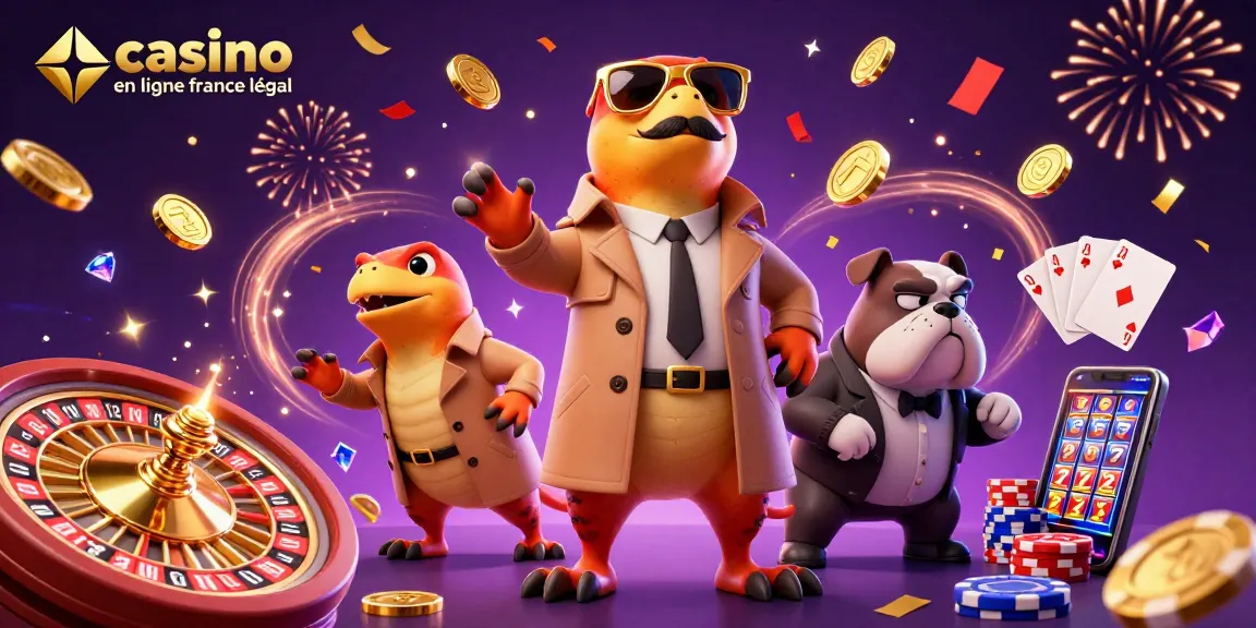 Profitez du casino en ligne France légal dans une illustration vibrante de raptors déguisés.