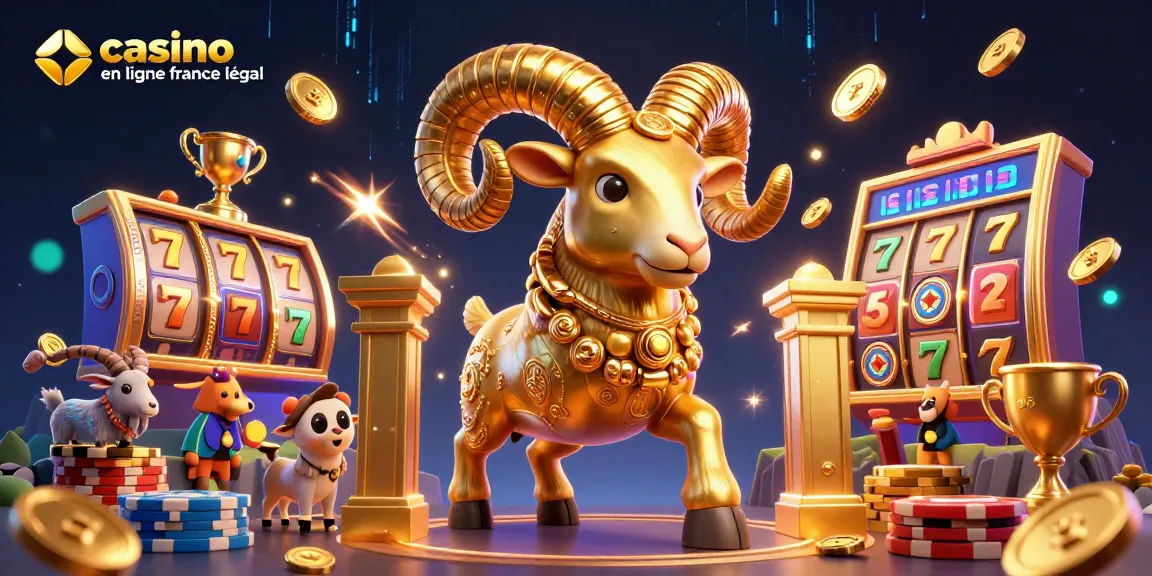 Jouer sur un casino en ligne légal en France avec un ram doré et des éléments de jeu scintillants