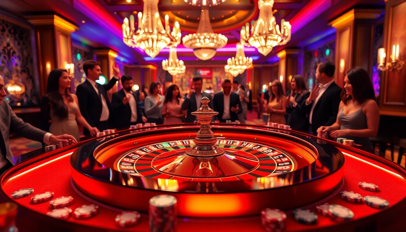 Permainan situs toto yang seru di meja roulette dengan pemain antusias.