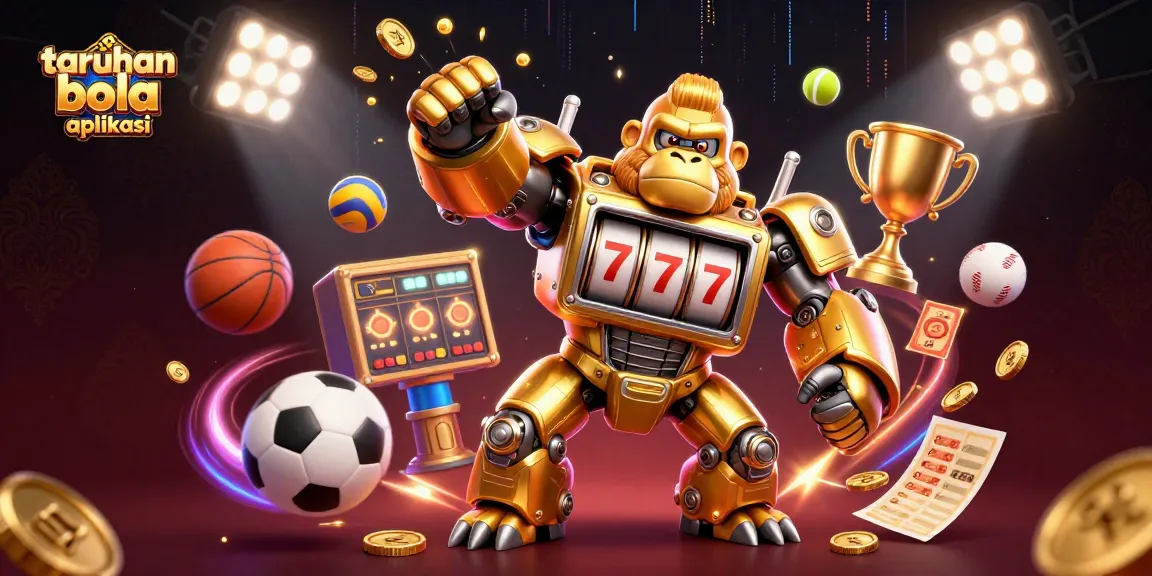 Experience taruhan bola aplikasi action with unique sports-themed 3D illustration showcasing vibrant casino elements.