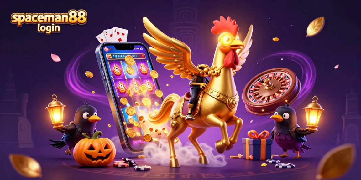 Experience exciting gaming action with "spaceman88 login" amid vibrant casino elements and dynamic characters.